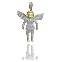 Diamond Little Standing Angel Two-Toned Gold Pendant (10K)