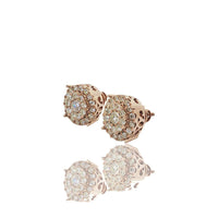 Boucles d'oreilles en or rose avec clous de diamants Grand Cluster (14K)