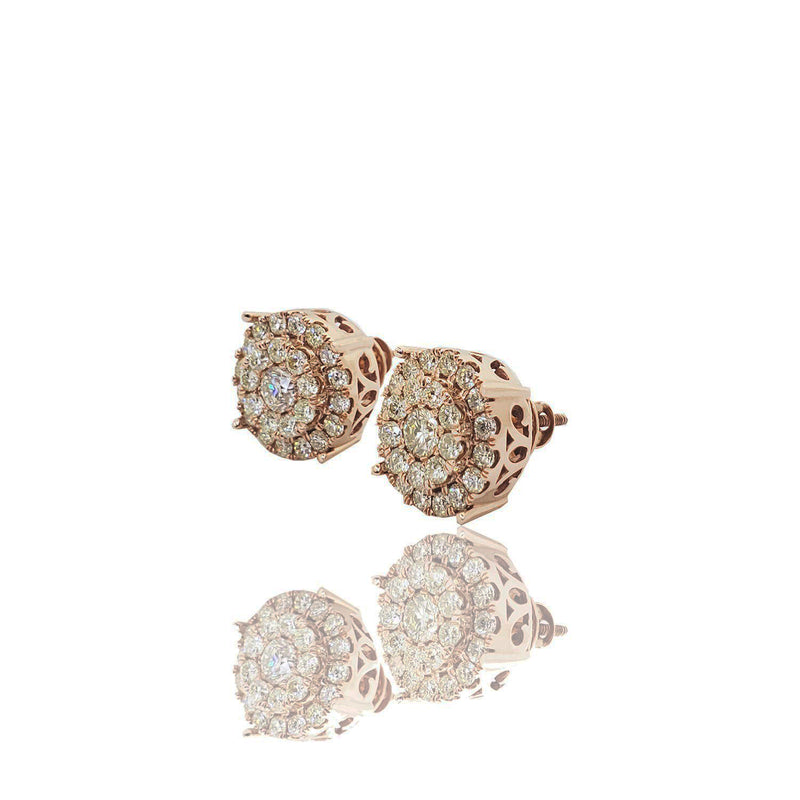 Grand Cluster Diamond Stud Rose Gold Earrings (14K)