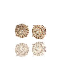 Boucles d'oreilles en or rose avec clous de diamants Grand Cluster (14K)