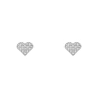 Quilted Icy Heart Stud Earrings White (14K) front - Popular Jewelry - New York