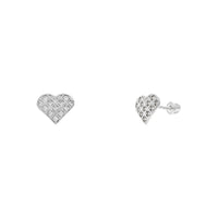 Quilted Icy Heart Stud Earrings White (14K) main - Popular Jewelry - New York