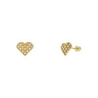Quilted Icy Heart Stud Earrings Yellow (14K) main - Popular Jewelry - New York