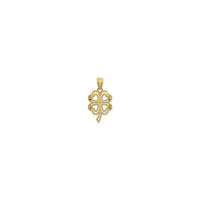 4-Caleenta Clover Milgrain Cutout Pendant (14K) hore - Popular Jewelry - New York