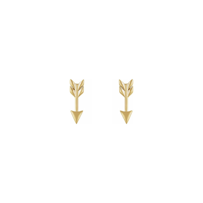 Arrow Stud Earrings yellow (14K) front - Popular Jewelry - New York