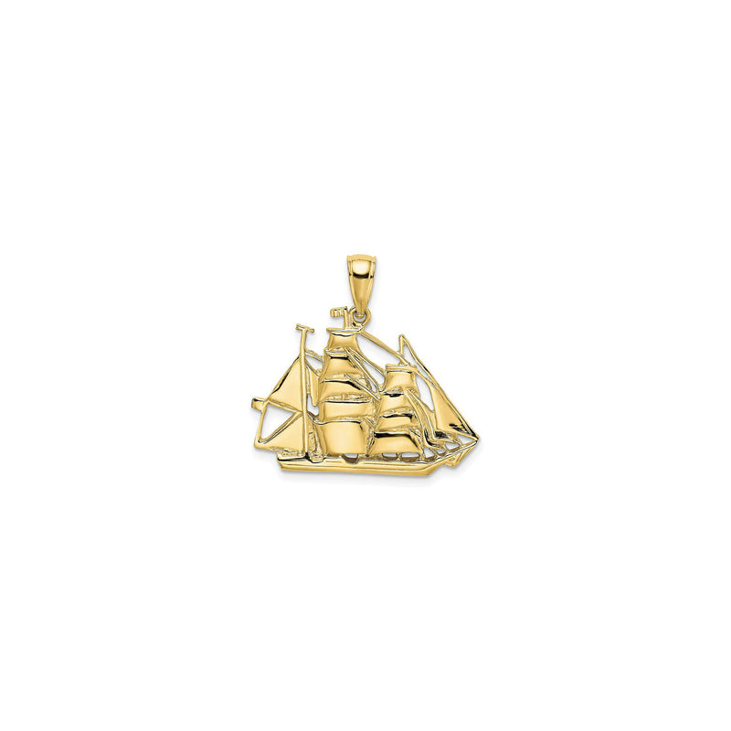 Barque Sailing Ship Pendant (14K) front - Popular Jewelry - New York