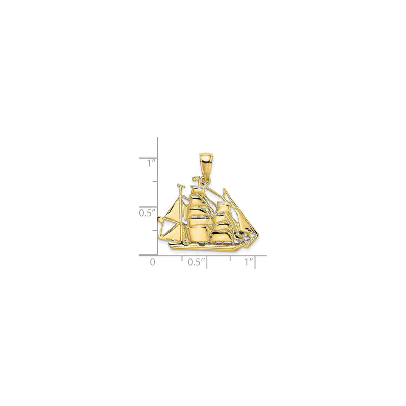 Barque Sailing Ship Pendant (14K) scale - Popular Jewelry - New York