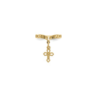 Beaded Cross Dangle Ring (14K) front - Popular Jewelry - New York