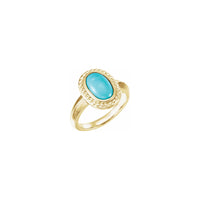 Beaded Turquoise Cabochon Ring yellow (14K) main - Popular Jewelry - New York
