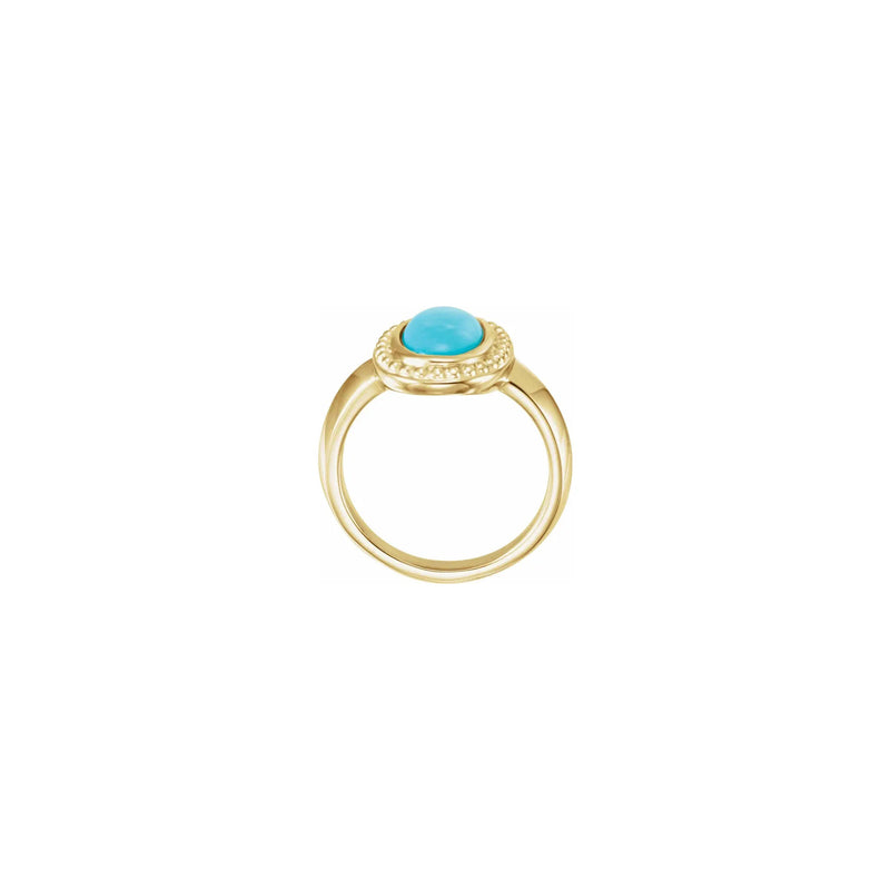 Beaded Turquoise Cabochon Ring yellow (14K) setting - Popular Jewelry - New York