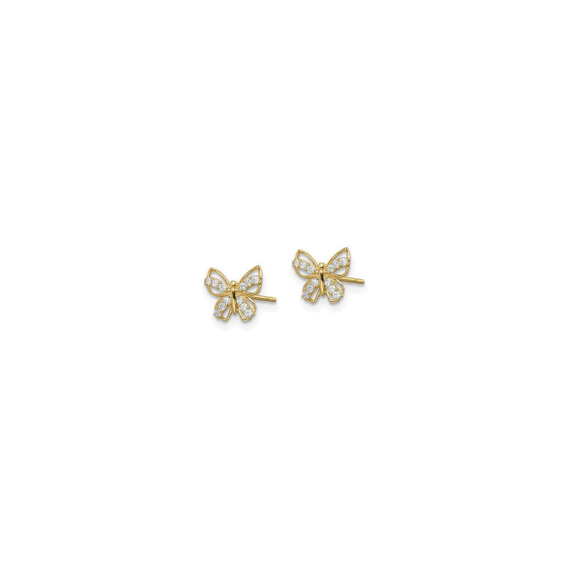 Bedazzled Butterfly Stud Earrings (14K) side  - Popular Jewelry - New York