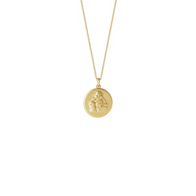Buddha Medallion Necklace yellow (14K) front - Popular Jewelry - New York