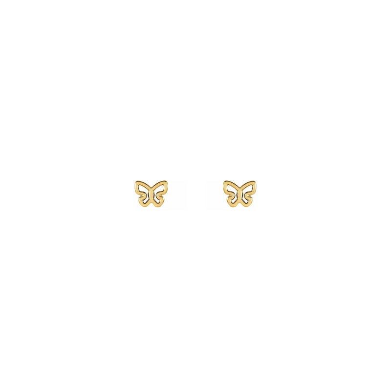 Butterfly Contour Stud Earrings yellow (14K) front - Popular Jewelry - New York
