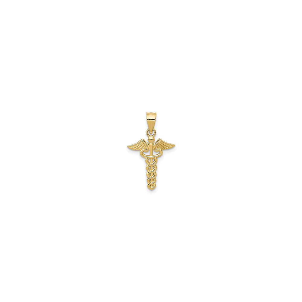 Caduceus Medical Pendant yellow (14K) front - Popular Jewelry - New York