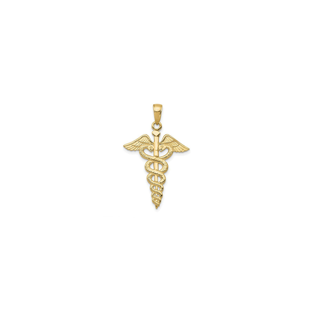 Caduceus Pendant yellow (14K) front - Popular Jewelry - New York