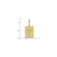 Caduceus Textured Medical Bar Pendant (14K) skala - Popular Jewelry - New York