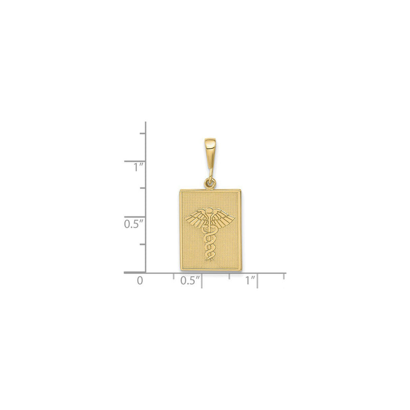 Caduceus Textured Medical Bar Pendant (14K) scale - Popular Jewelry - New York