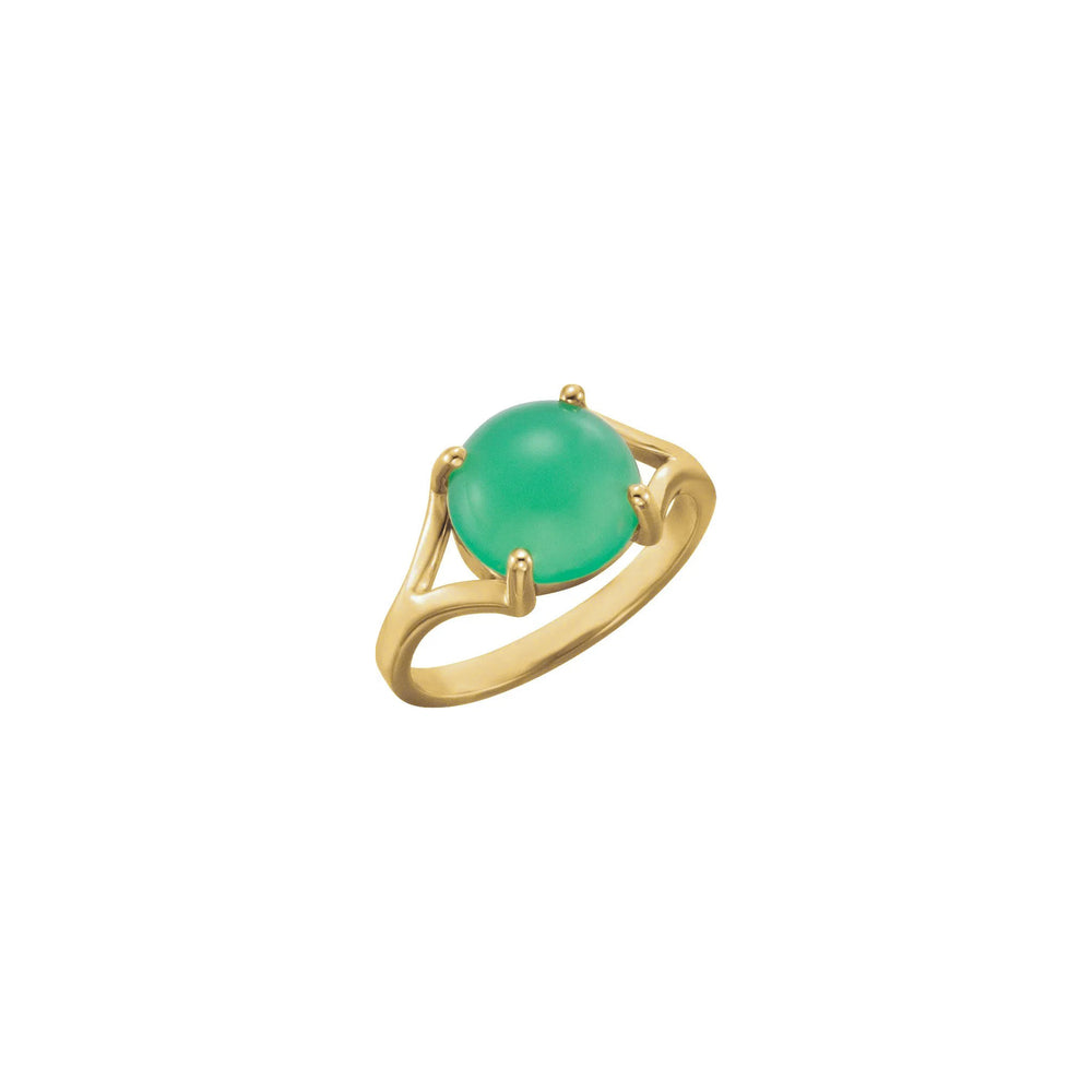 Chrysoprase Round Cabochon Ring yellow (14K) main - Popular Jewelry - New York