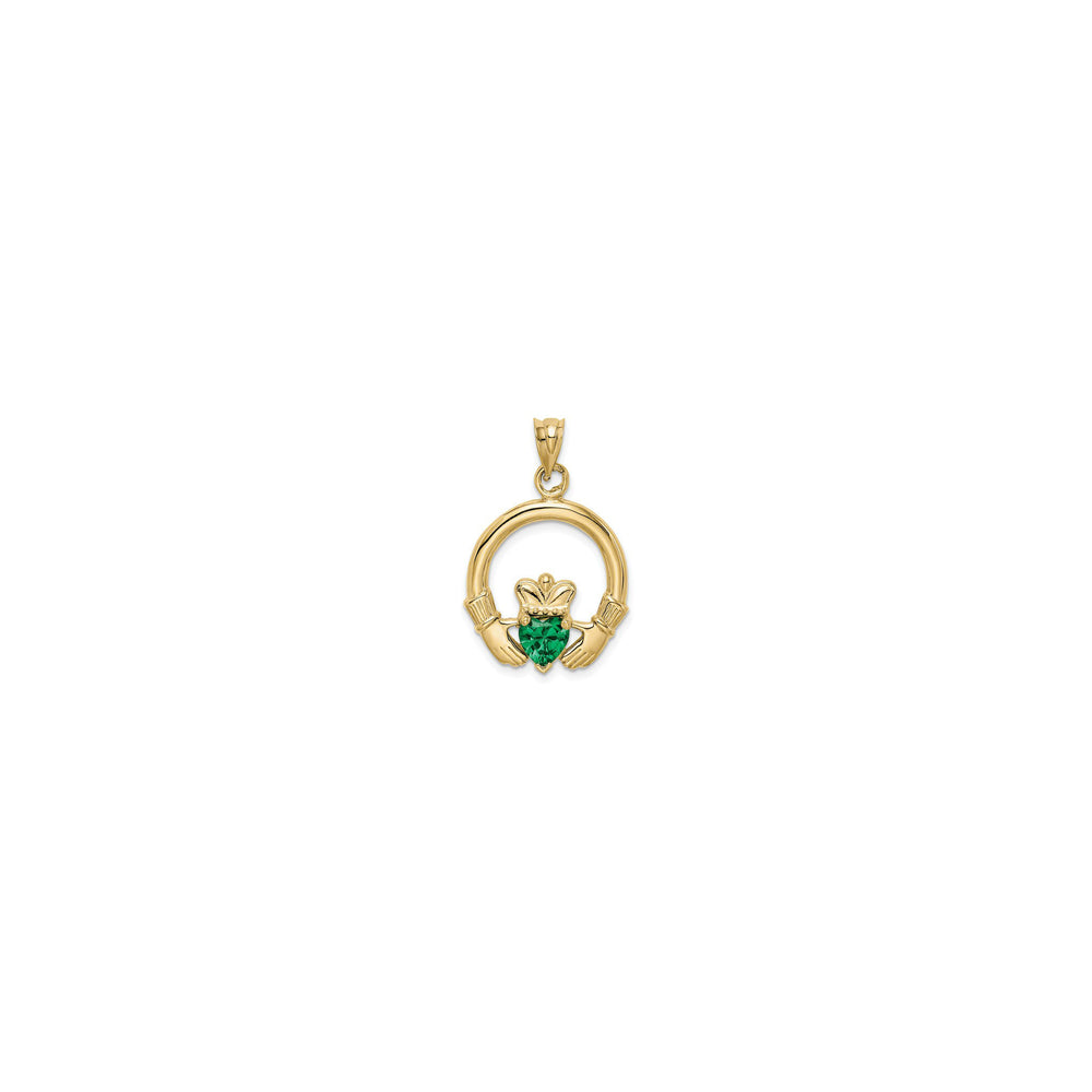 Claddagh Green Gemstone Pendant (14K) front - Popular Jewelry - New York