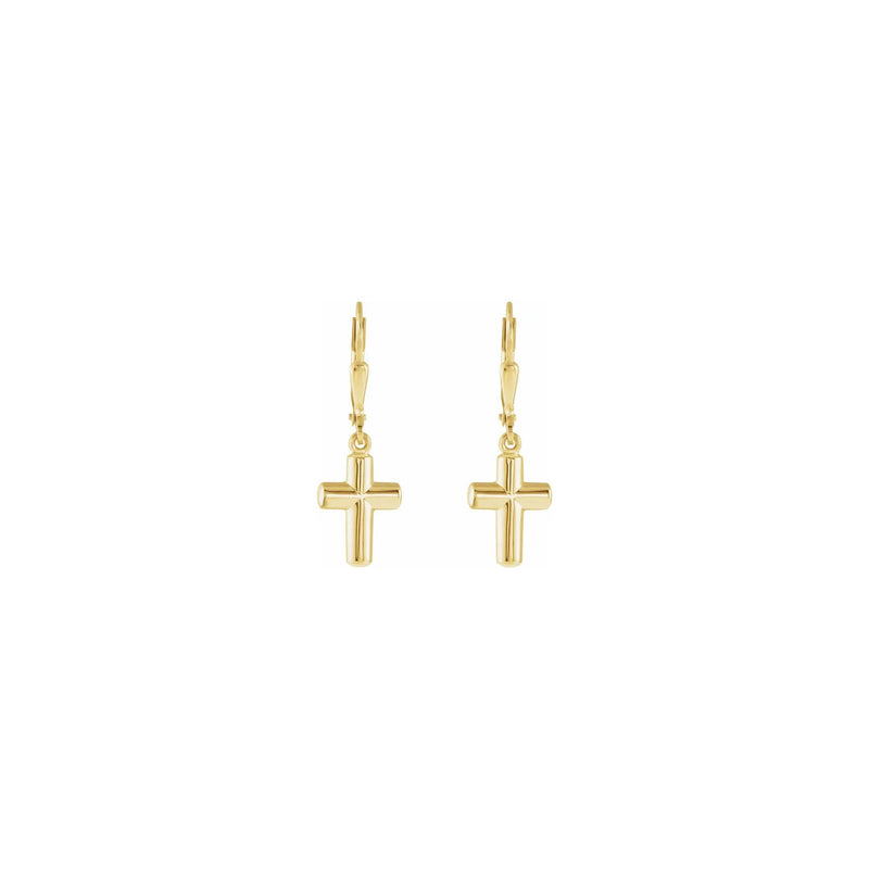 Cross Lever Back Earrings (14K) front - Popular Jewelry - New York