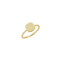 Cushion Square Beaded Stackable Signet Ring kuning (14K) utama - Popular Jewelry - New York