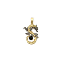 Dark Asian Dragon Pendant (14K) front - Popular Jewelry - New York