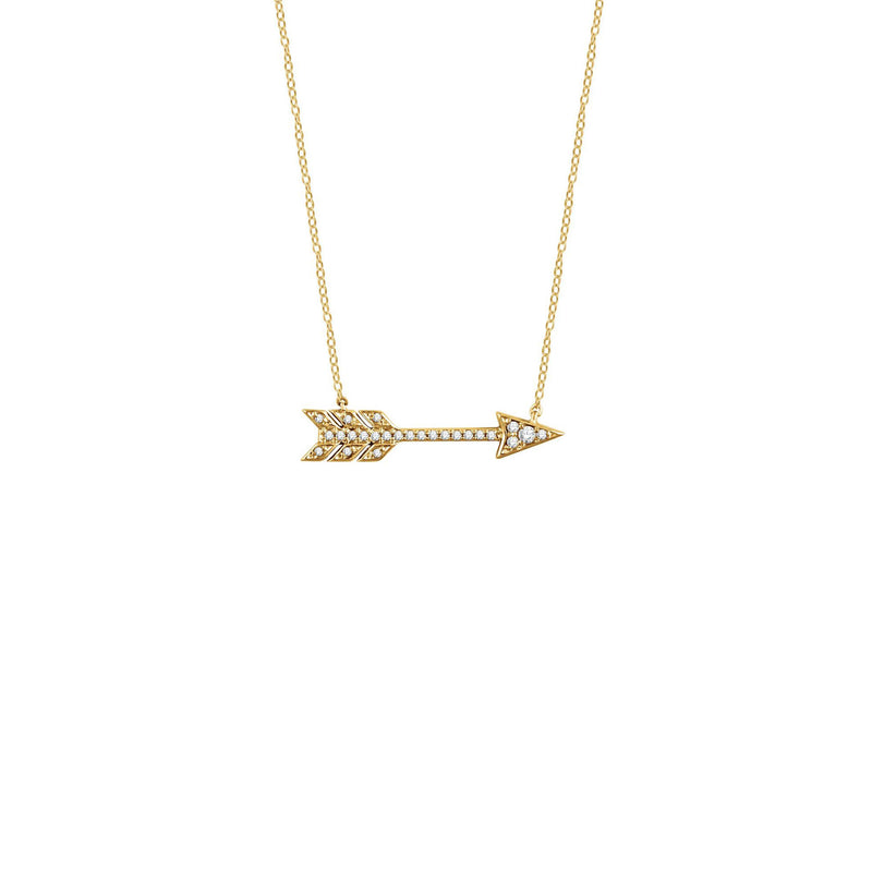 Diamond Arrow Necklace yellow (14K) front - Popular Jewelry - New York