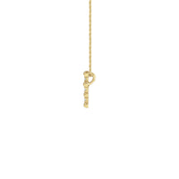 Diamond Beaded Cross Necklace side (14K) side - Popular Jewelry - New York