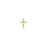 Diamond Beaded Cross Pendant yellow (14K) front - Popular Jewelry - New York