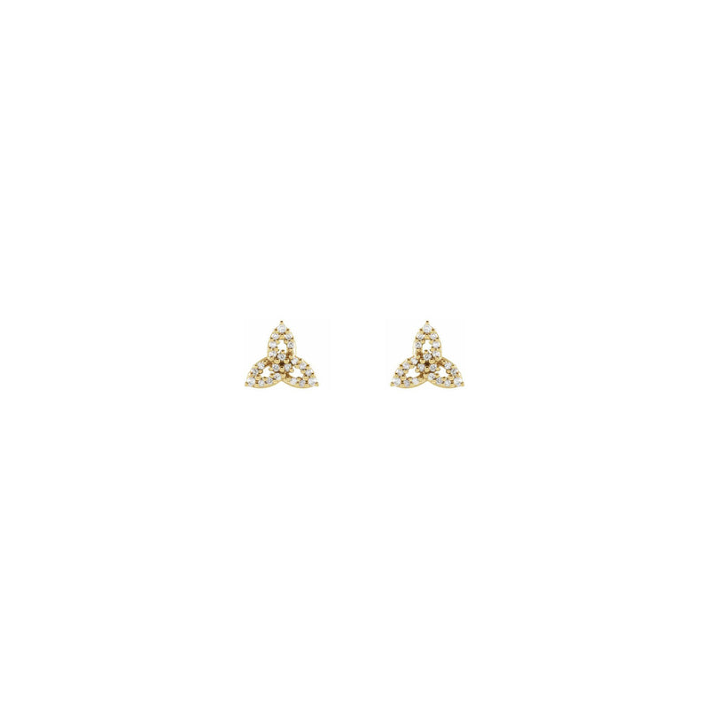 Diamond Celtic-Inspired Trinity Stud Earrings yellow (14K) front - Popular Jewelry - New York