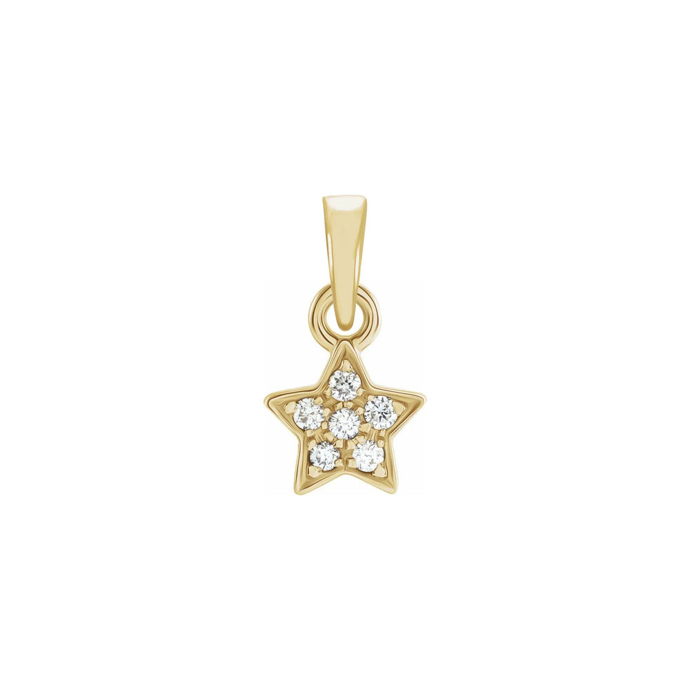 Diamond Cluster Star Pendant yellow (14K) front - Popular Jewelry - New York