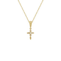 Diamond Drop Cross karoliai geltoni (14K) priekiniai - Popular Jewelry - Niujorkas