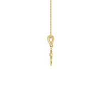 Diamond Drop Cross Necklace yellow (14K) side - Popular Jewelry - New York