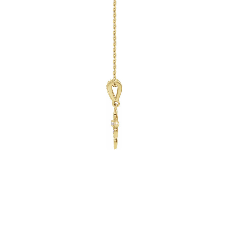 Diamond Drop Cross Necklace yellow (14K) side - Popular Jewelry - New York