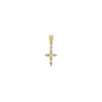 Diamond Drop Cross Pendant jòn (14K) devan - Popular Jewelry - Nouyòk