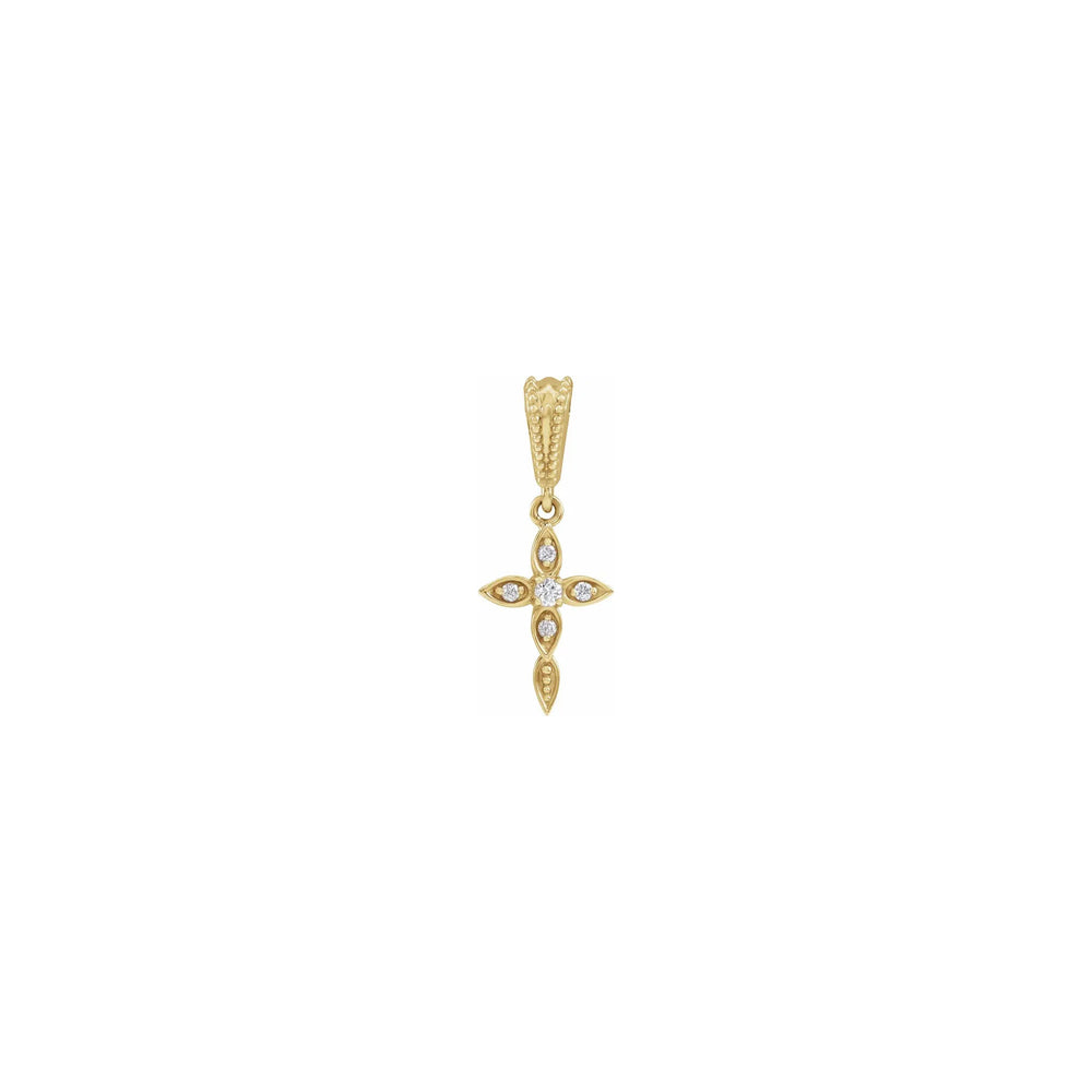 Diamond Drop Cross Pendant yellow (14K) front - Popular Jewelry - New York
