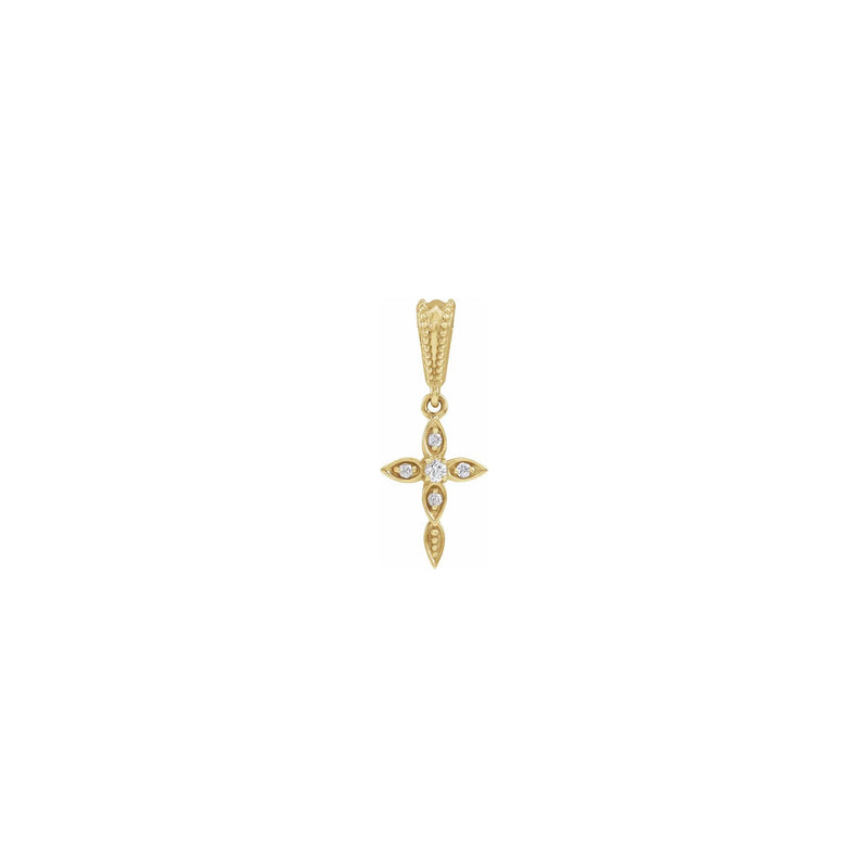 Diamond Drop Cross Pendant yellow (14K) front - Popular Jewelry - New York