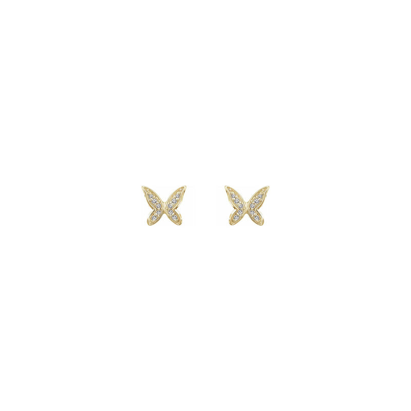 Diamond Fairy Butterfly Stud Earrings yellow (14K) front - Popular Jewelry - New York