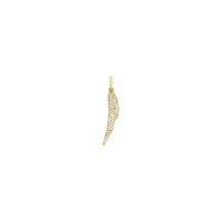 Diamond Feather Pendant yellow (14K) front - Popular Jewelry - New York
