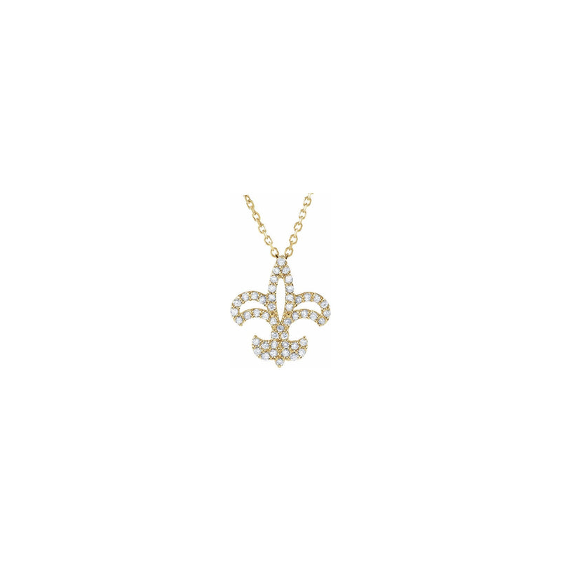 Diamond Fleur-de-lis Pendant yellow (14K) front - Popular Jewelry - New York