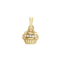 Diamond Glazed Cupcake Pendant kowhai (14K) i mua - Popular Jewelry - Niu Ioka