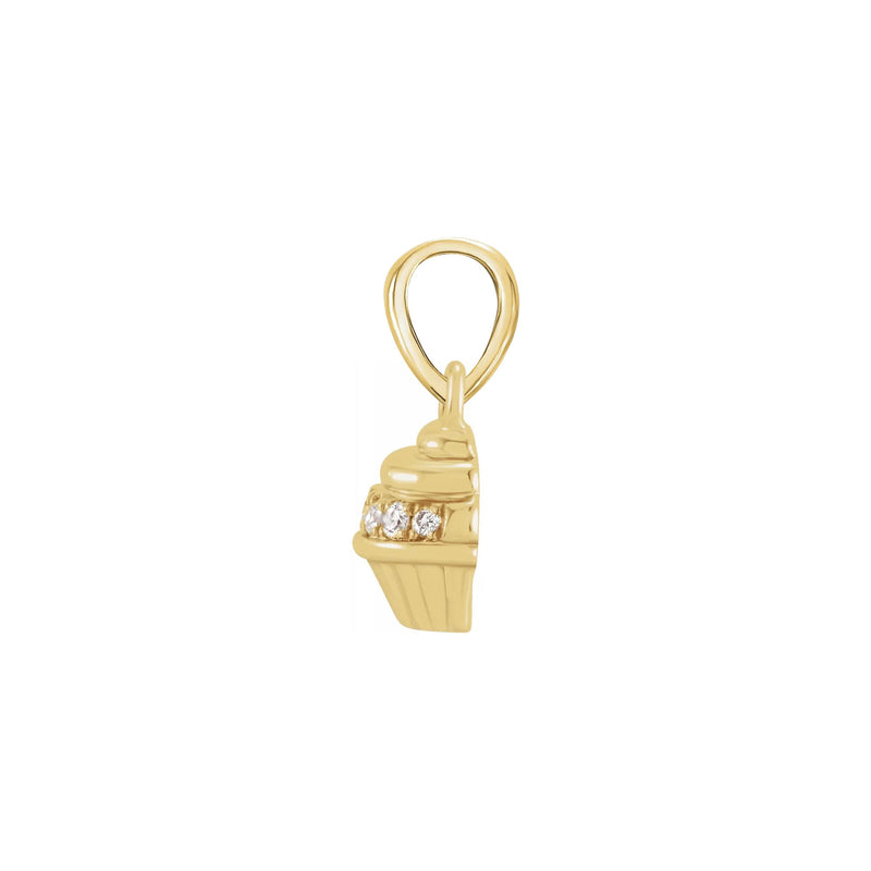 Diamond Glazed Cupcake Pendant yellow (14K) side - Popular Jewelry - New York