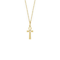Diamond Incrusted Ankh Necklace yellow (14K) front - Popular Jewelry - New York