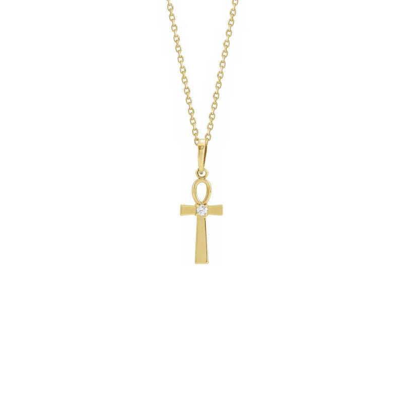 Diamond Incrusted Ankh Necklace yellow (14K) front - Popular Jewelry - New York