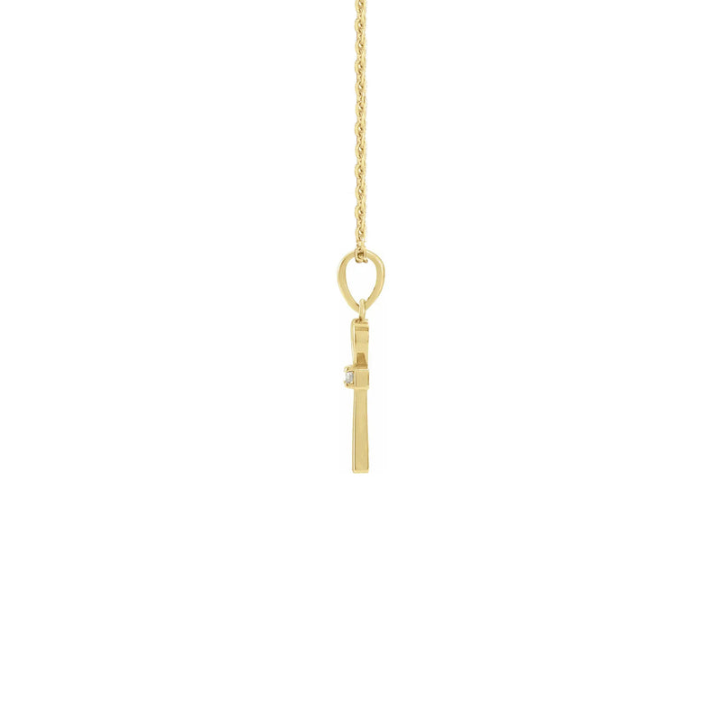 Diamond Incrusted Ankh Necklace yellow (14K) side - Popular Jewelry - New York
