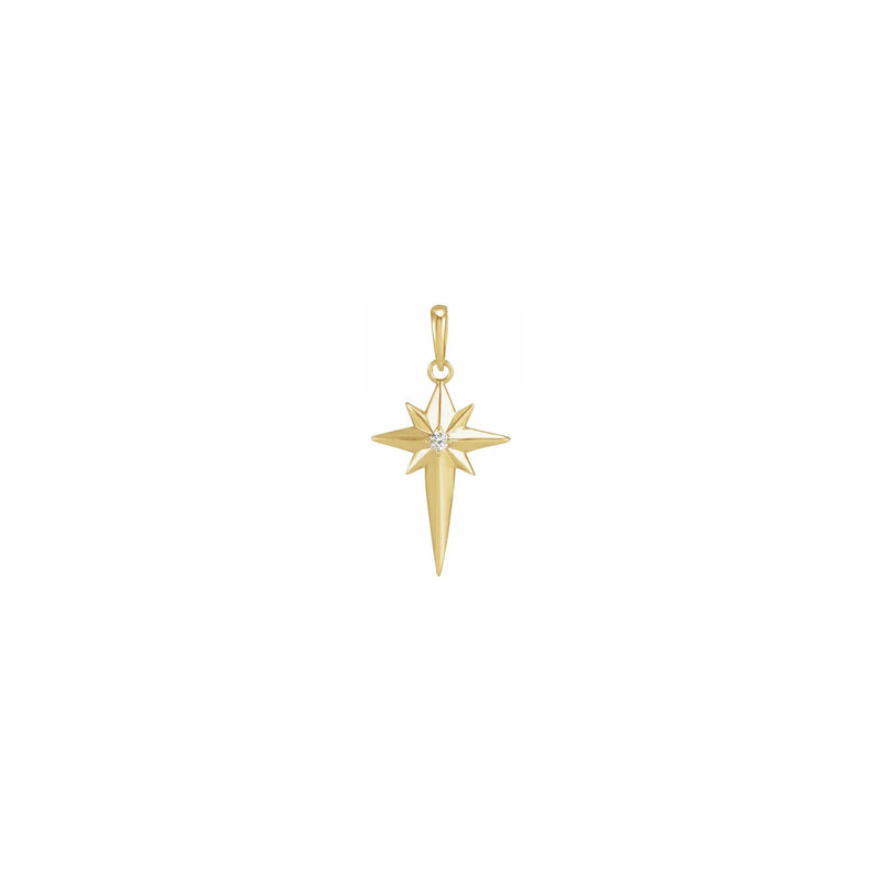 Diamond Incrusted Celestial Cross Pendant yellow (14K) front - Popular Jewelry - New York