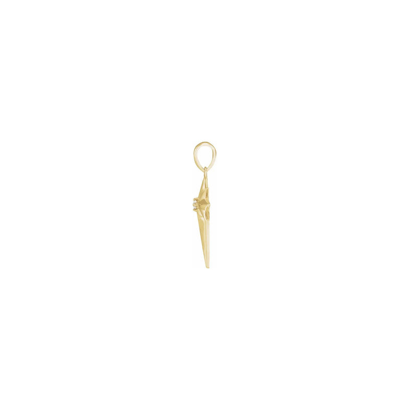 Diamond Incrusted Celestial Cross Pendant yellow (14K) side - Popular Jewelry - New York