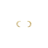 Diamond Incrusted Crescent Moon Stud Earrings yellow (14K) front - Popular Jewelry - New York