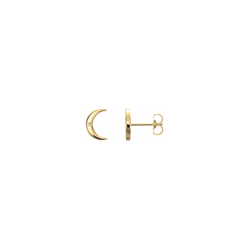 Diamond Incrusted Crescent Moon Stud Earrings yellow (14K) main - Popular Jewelry - New York