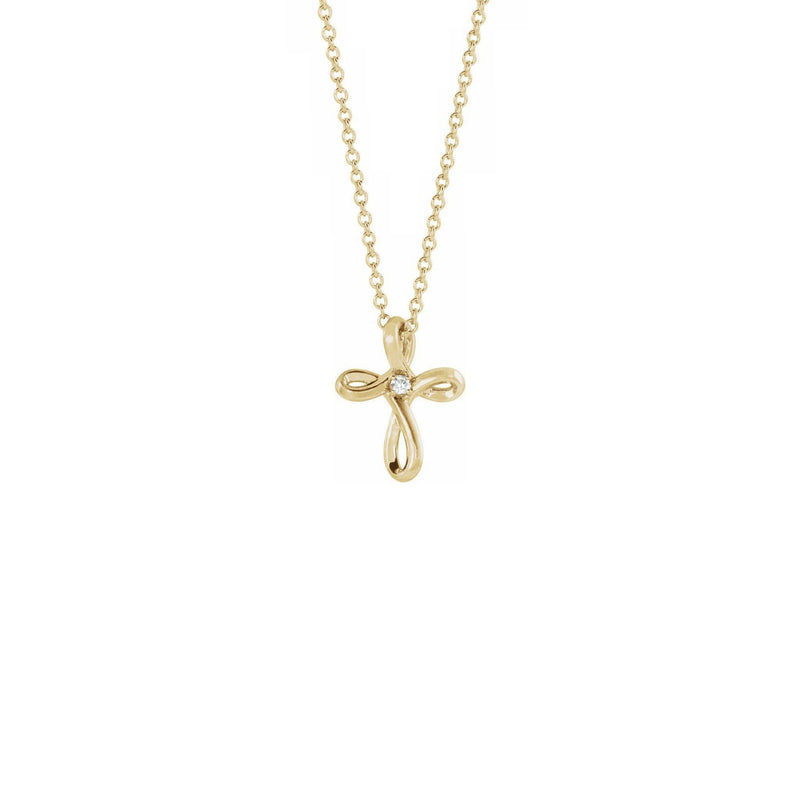 Diamond Incrusted Infinity Cross Necklace yellow (14K) front - Popular Jewelry - New York